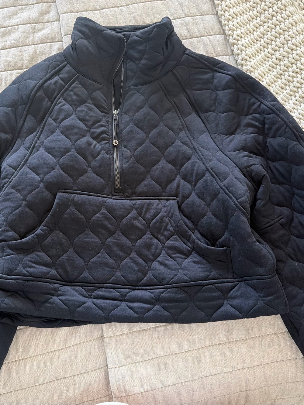 Lululemon Black Quilted Half-Zip Pullover M/L